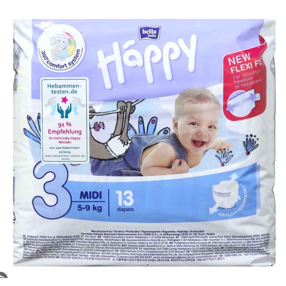 Bỉm Dán Bella Baby Happy T3 Cỡ 5 - 9kg Gói 13 Miếng Nhập Khẩu Từ Pháp