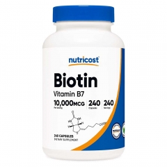 Viên Uống Ngăn Ngừa Rụng Tóc, Kích Thích Mọc Tóc Nutricost Biotin (Vitamin B7) 10,000mcg 240 Viên Của Mỹ