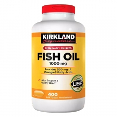 Viên Uống Dầu Cá Hỗ Trợ Tim Mạch, Trí Não Omega 3 Kirkland Fish Oil 1000mg 400 Viên
