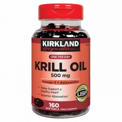 Viên Uống Dầu Nhuyễn Thể Cải Thiện Sức Khỏe Tim Mạch Kirkland Krill Oil 500mg 160 Viên