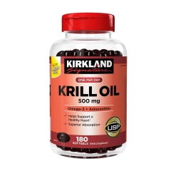 Viên Uống Dầu Nhuyễn Thể Cải Thiện Sức Khỏe Tim Mạch Kirkland Krill Oil 500mg 180 Viên